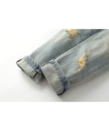 KIDSCOOL SPACE Baby Slim Jeans | Elastic Band | Ripped Denim Pants | Light Blue - Buy Online on SooperMarket.com