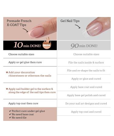 btartboxnails XCOATTIPS French Gel Nails | Almond Press-On Tips | Soak Off Acrylic & Nail Lamp - Perfect Skin Tones - Buy Online on SooperMarket.com