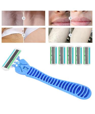 6-Blade Manual Razor for Men & Women - Double Lubrication Precision Trimmer & 6 Cartridges | Portable Body Hair Trimmer - Buy Online on SooperMarket.com
