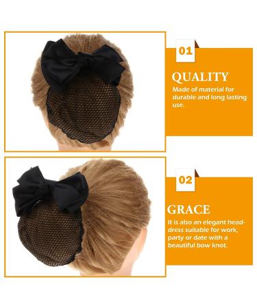 KALLORY French Barrette Hair Bun Net Mesh Cover Bowknot Hair Clip for Women (Black) - 11.5*7cm - Buy Online on SooperMarket.com