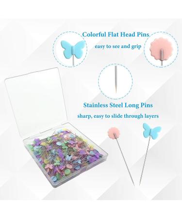 200pcs Butterfly and Flower Sewing Pins - 2.16 Straight Quilting Pins for Dressmaking and DIY Decoration - Buy Online on SooperMarket.com
