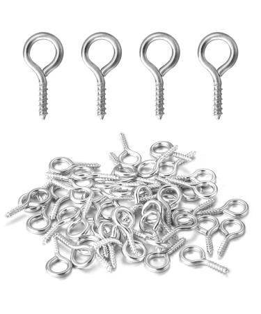 Linsoir Beads 200 Pcs Metal Screw Eye Pins Hooks 7X14mm Heavy Duty Screw Eye Pins for DIY Jewelry Making Rhodium Plated Eye Bolt Arts & Crafts Project Rhodium Plated 7X14mm