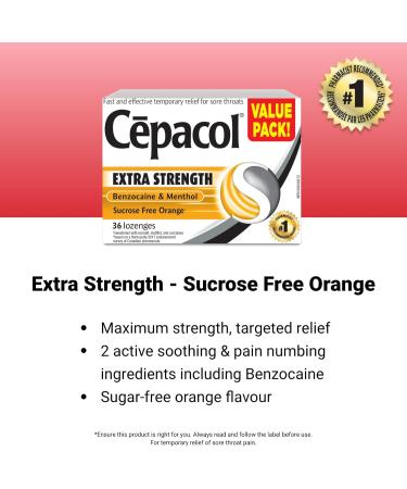 Cepacol Extra Strength Sucrose Free Orange Sore Throat Lozenges Value Pack 36 ct - Buy Online on SooperMarket.com