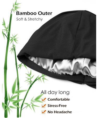 Satin Lined Halo Turban Set for Men - X-Large Black & Dark Heather Grey - Buy Online on SooperMarket.com