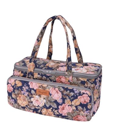 Yarn Bag-Large Size-Yarn Storage Organizer with Grommets-Portable Crochet Bag for Yarn Skeins-Crochet Hooks-Knitting Needles -Other Accessories (Peony)
