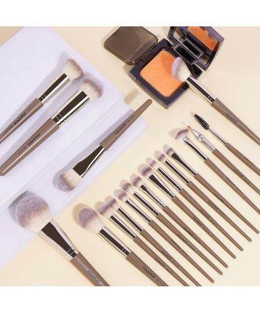 MAANGE 18 Pc Premium Synthetic Makeup Brush Set - Champagne | Professional Brushes for Foundation, Powder, Eyeliner & Eye Shadow - Buy Online on SooperMarket.com