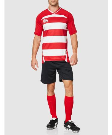 Canterbury Men's Vapodri Evader Hooped Rugby Jersey XXL - Red (Flag Red) | International Shipping Available - Buy Online on SooperMarket.com