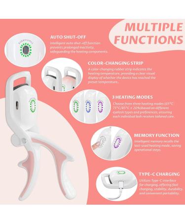 Electric Heated Eyelash Curler Kit - Professional Hot Lash Therapy Tool Rechargeable & Battery Powered Perfect for All Eye Types - Cotton Candy White - Buy Online on SooperMarket.com