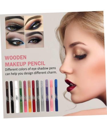 BELLIFFY 12pcs Pearlescent Eyeshadow Pencil Shimmer Eyeliner Waterproof Eyeshadow Glitter Crayons Wood - Buy Online on SooperMarket.com