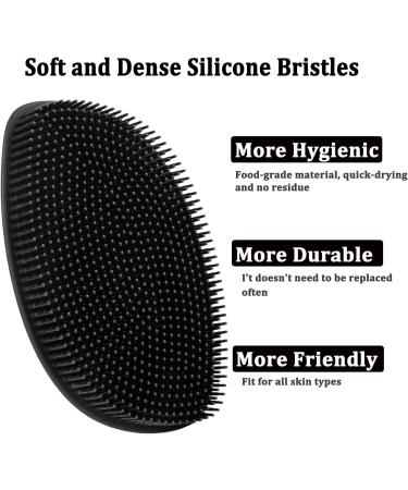 HieerBus Silicone Body Scrubber Flat Shower Brush Gentle Exfoliating and Massage Long Bristles Lathers Well and More Hygienic Than Traditional Loofah 1 Pack (Black) 3rd-black - Buy Online on SooperMarket.com