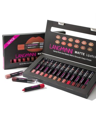 12 Colors Velvet Matte Lip Pencil Set | Waterproof Long Lasting Lip Liner | Non-Stick Lipstick Set with Gift Box - Buy Online on SooperMarket.com