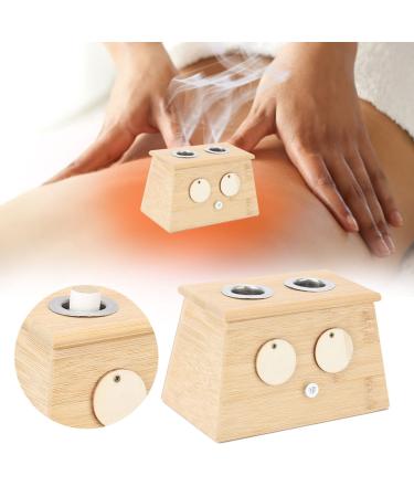 Moxa Massage Box 2 Holes Bamboo Moxa Moxibustion Box Moxa Roller Stick Holder Moxibustion Tool