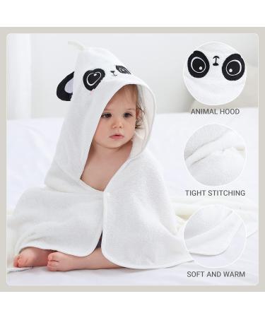 Bamboo Hooded Baby Bath Towel Toddler Wearable Blanket | Large Size Animal Bathrobe (Panda) - 75x100cm - Buy Online on SooperMarket.com