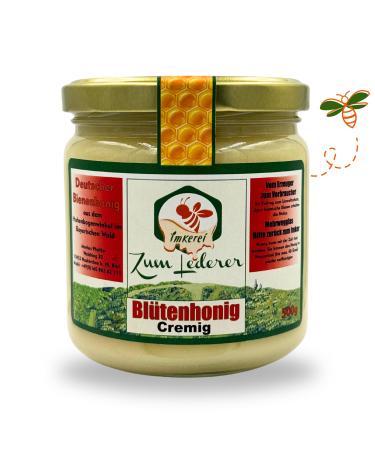 German blossom honey - honey sweet spread from the family beekeeping Zum Lederer - 500 g creamy honey of flowers from the Bavarian Forest - honey without additives directly from beekeeper blossom honey (creamy) 500 g (1 Pack)