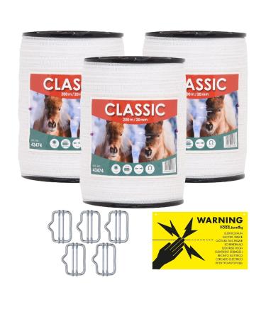 Voss.farming pasture fence band 20mm classic 4 x 0.16 Niro white pasture fence and electric fence band electric band horse fence horse band pony fence savings (600 m) 600m