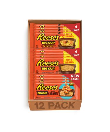 Reese's Big Cup Assorted Variety 12 Pack - Includes (4) Reese's Cup w/Caramel (4) Reese's Peanut Butter Cups (4) Reese's Cup Stuffed with Pieces (Online Exclusive) Holiday Candy Assorted Chocolate 12 Count (Pack of 1)