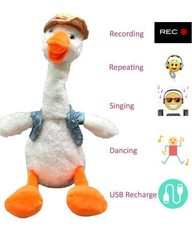 Dancing Duck Toy - Interactive Talking Singing Plush, USB Rechargeable - White Snowy Quacker for Endless Christmas Fun! - Buy Online on SooperMarket.com