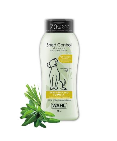 Wahl Shed Control Pet Shampoo for Animal Shedding & Dander  Lemongrass, Sage, Oatmeal, & Aloe for Healthy Coats & Skin  24 Oz - Model 820005A