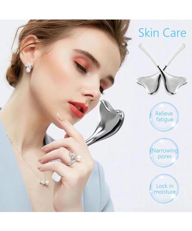 Buy 1 Pair Ice Globes Face Massager - Stainless Steel V-Shaped Gua Sha Facial Tools for Women | Cooling Spa Globes with Storage Case - Buy Online on SooperMarket.com