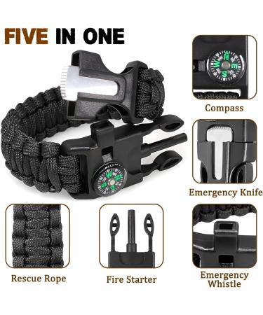 Zsmjaer Survival Bracelet Set - 2-Piece Multifunction Paracord with Flint Pipe and Compass for Outdoor Adventures Black-Green - Buy Online on SooperMarket.com