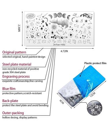 Starry Sky Constellation Nail Art Stamping Plate - Moon & Star Design | Stainless Steel Template for Nails - Runrayay - Buy Online on SooperMarket.com