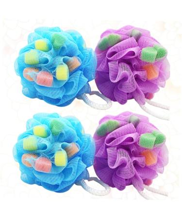 NOLITOY Colorful Bath Balls 4pcs - Super Soft Shower Sponge for Adults & Kids | Bath Flower Shower Wipe - Buy Online on SooperMarket.com