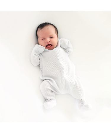 Ribbed Cotton Zip Up Baby Sleepsuits | Unisex Newborn Clothes | 2-3 Years | White - Buy Online on SooperMarket.com