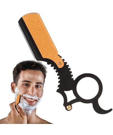Visiblurry hairdresser |Colored razor made of stainless steel for beginners - razor for men for travel business trips at home salon camping outdoor adventure black gold