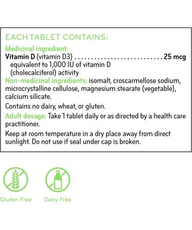 Sisu Vitamin D 1000 IU 400 Tablets - Quick Dissolve Vitamin D3 Tablets - Immune Support and Bone Maintenance - Gluten & Dairy Free - 400 Servings - Buy Online on SooperMarket.com