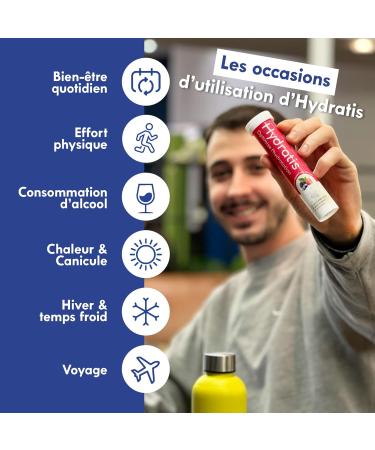 HYDRATIS - Peach Effervescent Lozenges - Optimizes Hydration - Rich in Minerals - Low Sugar - Light Tastes - Sport Cramps Recovery - 20 Lozenges 1 Tube white - Buy Online on SooperMarket.com