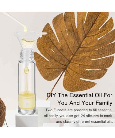PrettyCare 10ml Essential Oil Roller Bottles | Glass Clear Perfume Containers with Extra Accessories | 4 Pack with Gold Caps for DIY Aromatherapy - Buy Online on SooperMarket.com