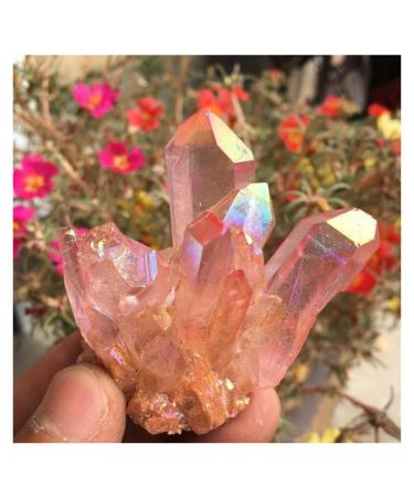 Natural Crystal Rough Beautiful Rose Flame Aura Quartz Crystal Cluster Specimen 60-70G