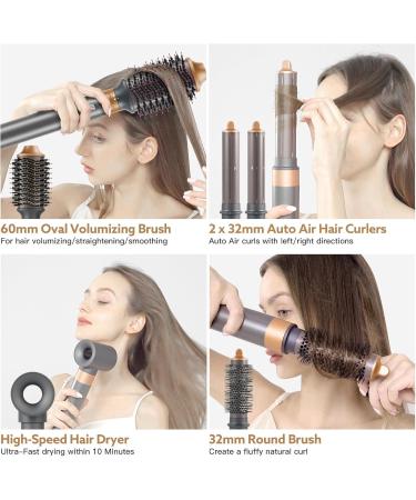 webeauty 5-in-1 Hair Dryer Brush - Professional Hot Air Brush for Fast Drying Curling and Straightening - Ceramic Coating & Negative Ion Technology - 110000 RPM (Grey/Gold - Buy Online on SooperMarket.com