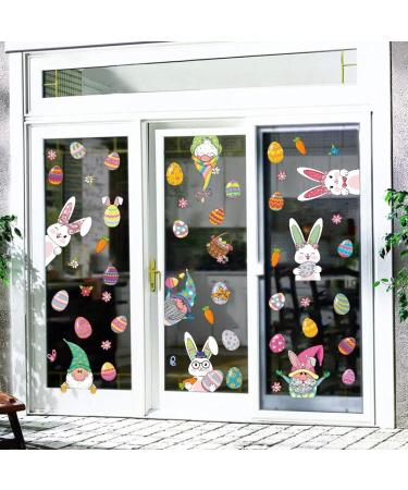 HPNIUB Easter Window Decoration Self-Adhesive with Bunny Eggs Spring Easter Window Clings to Stickers Rabbit Easter Eggs for Display Cabinets Window Decoration for Shop Windows Glass Decor Colourful C - Buy Online on SooperMarket.com
