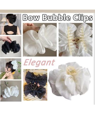 Bow Bubble Clips Bow Hair Claw Clips Claw Clips For Thick Hair Thick Hair Claw Clips For Long Hair Hair Clips for Thin Hair Women Large Puffy Chiffon Elegant Bubble Bow Hair Claw Clip (2pcs-D) - Buy Online on SooperMarket.com