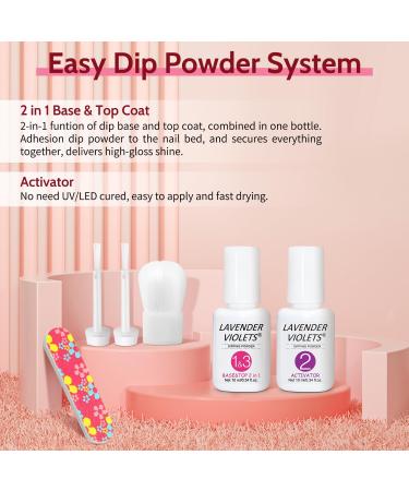 Lavender Violets 12 Pcs Dip Powder Nail Kit 6 Colours Nude Pink Shimmer Salmon Bright Red Dipping Powder Liquid Set with Base & Top Coat Activator Starter French Nail Art Manicure M208 - Buy Online on SooperMarket.com