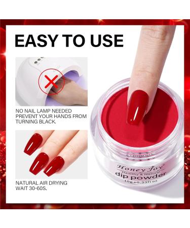Dip Powder Set Honey Joy - 6 Color Glitter Dipping Powder Collection for Classic Red Manicure - Nail Art DIY Salon Kit, No Need for Nail Lamp - Great Gifts for Women - Buy Online on SooperMarket.com