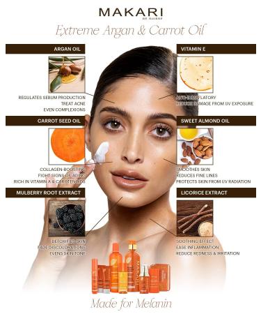 MAKARI Extreme Argan & Carrot Seed Oil Skin Toning Gift Set | Exfoliating Soap & Body Lotion for All Skin Types | Botanical Self Care Kit with Free Makeup Bag - Buy Online on SooperMarket.com
