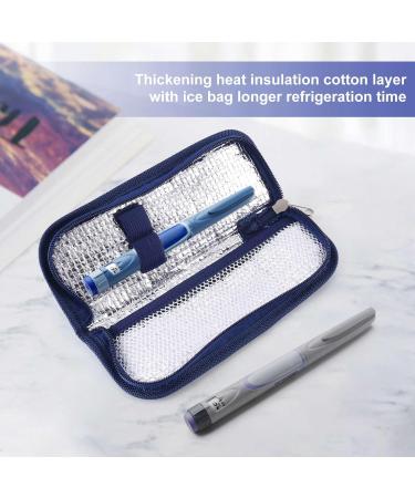 ecaqlin Portable Insulin Cooler Bag Diabetic Insulin Travel Case Cooler Pill Box Aluminum Foil Ice Bag (Navy Blue) - Buy Online on SooperMarket.com