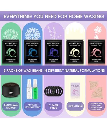 Waxing Kit for Women Men - Digital Wax Warmer with Hard Wax Beans and Applicators for Hair Removal - Ideal for Legs, Face, Underarm, Bikini, Sensitive Skin - Buy Online on SooperMarket.com