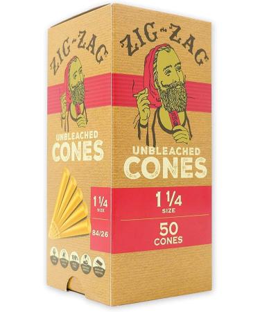 ZIG-ZAG 1 Rolling Papers Pre Rolled Cones 50 Pack - Natural Unbleached Bulk Cones with Tips - Prerolled Rolling Paper Cone Pack - Easy to Use and Convenient - Buy Online on SooperMarket.com