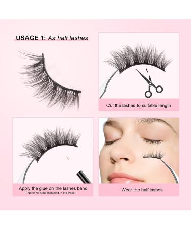 Glowingwin Wispy Cat Eye Half Lashes - 10 Pairs of Handmade Soft Corner False Eyelashes for Natural, Reusable, and Fluffy Look - 3/4 Strip Faux Mink Half Lashes-C - Buy Online on SooperMarket.com