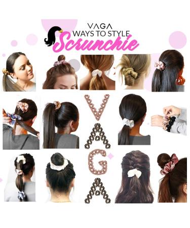VAGA Cute Scrunchies Set - 6 Colors, Soft Hair Elastics, Ponytail Holder Pack - Satin Scrunchies for Thick Hair - Buy Online on SooperMarket.com