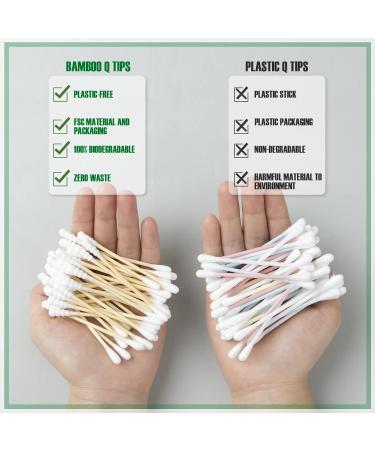 Nuduko Bamboo Cotton Swabs 500 Count | 100% Compostable & Organic | Eco-Friendly Biodegradable Wooden Cotton Buds | Plastic-Free Spiral/Round Head | 500 Pack - Buy Online on SooperMarket.com