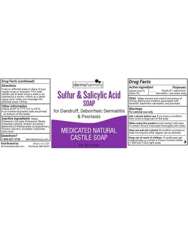 Dermaharmony 5% Sulfur 2% Salicylic Acid Liquid Castile Soap - 4 fl oz Bottle - Buy Online on SooperMarket.com