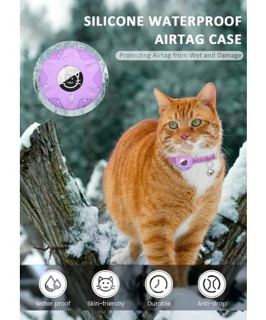 Shop Airtag Cat Neck Band | Reflective Kitten Collar with Holder & Bell | Light Tracker for Young Cats - Purple - Buy Online on SooperMarket.com