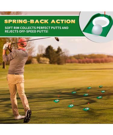 9 Pack Golf Putting Cup and Flag Set | Indoor Outdoor Training Aids for Kids, Men, Women | Red Plastic Golf Hole Accessories - Buy Online on SooperMarket.com