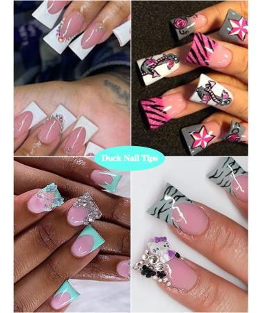 500PCS Short Duck Nail Tips - Clear Half Cover Acrylic Nails for Salon | Extra Short Flare French Nail Extensions | 10 Sizes - Buy Online on SooperMarket.com