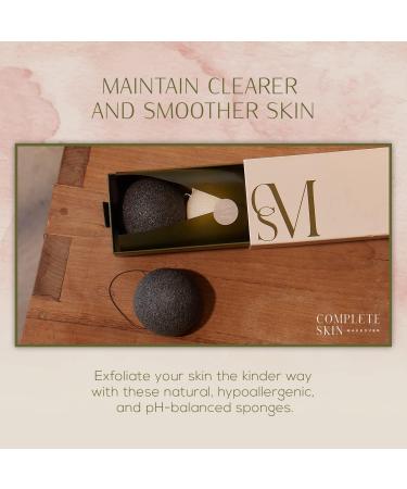 CSM Organic Konjac Sponges 3-Pack - Gentle Exfoliating Facial Cleansing Sponge with Activated Bamboo Charcoal - Natural Sponge Set for Pore Cleansing and Impurity Removal - Buy Online on SooperMarket.com