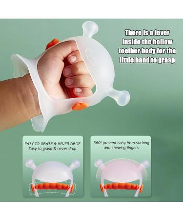 BAOK Hand Biting Rings for Babies | Anti-Drop Silicone Bite Ring Toys | Durable Dental Play Stuff | Safe Baby Gifts - Orange - Buy Online on SooperMarket.com